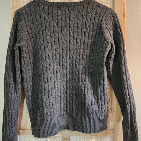 St. John’s Bay Women’s Cable Knit V-Neck Sweater Gray Size L - Picture 3 of 5